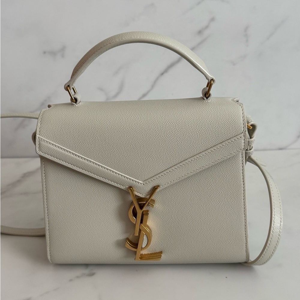 Saint Laurent YSL Mini Cassandra Top Handle Bag White